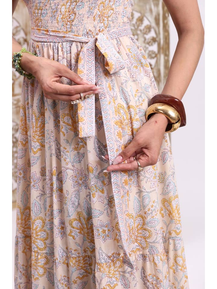 The Fox and The Mermaid - Vendita all'ingrosso Vestito - Donna - Abito a tunica stampato a blocchi (Paloma: Buttermilk)10