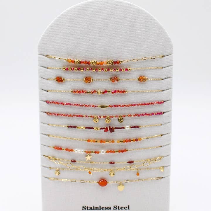 Confezione da 12 Collane in Acciaio alla Moda - Rosso per la vendita all'ingrosso da parte di Reference Mode