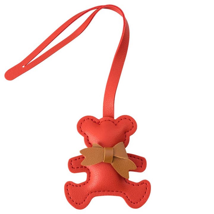 Pendant Teddy with Bow, Leather, Red for wholesale by Nice Home Design