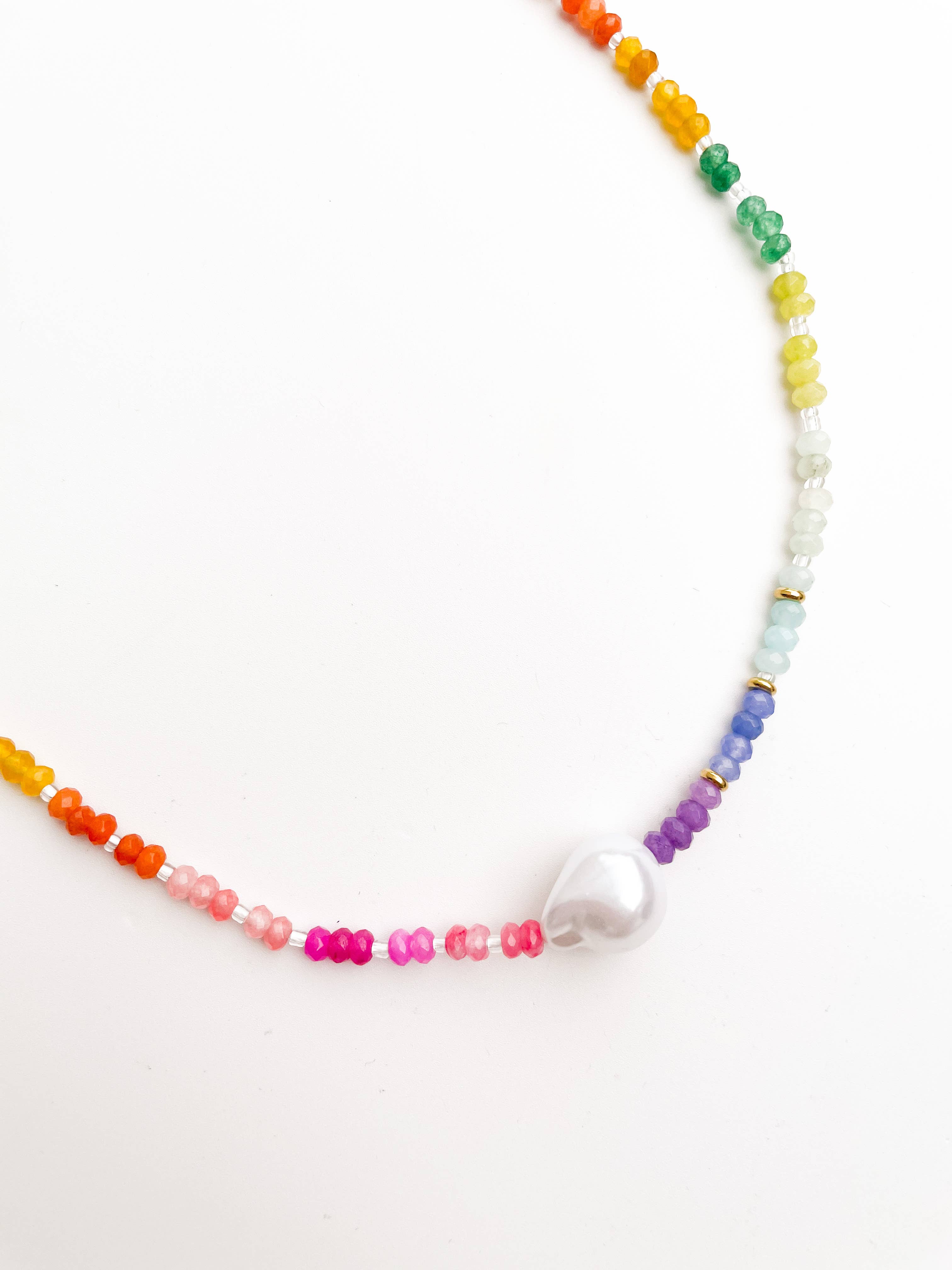 Pip & Co. - Wholesale Beaded/Pearl Necklace - Color Pop - Rainbow Pearl Gemstone Bead Necklace2