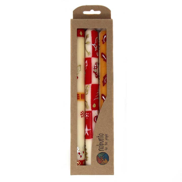 Global Crafts – wholesale Tapered candle/candlestick – Christmas Hand Painted Dinner Candles Set - Kimeta Design