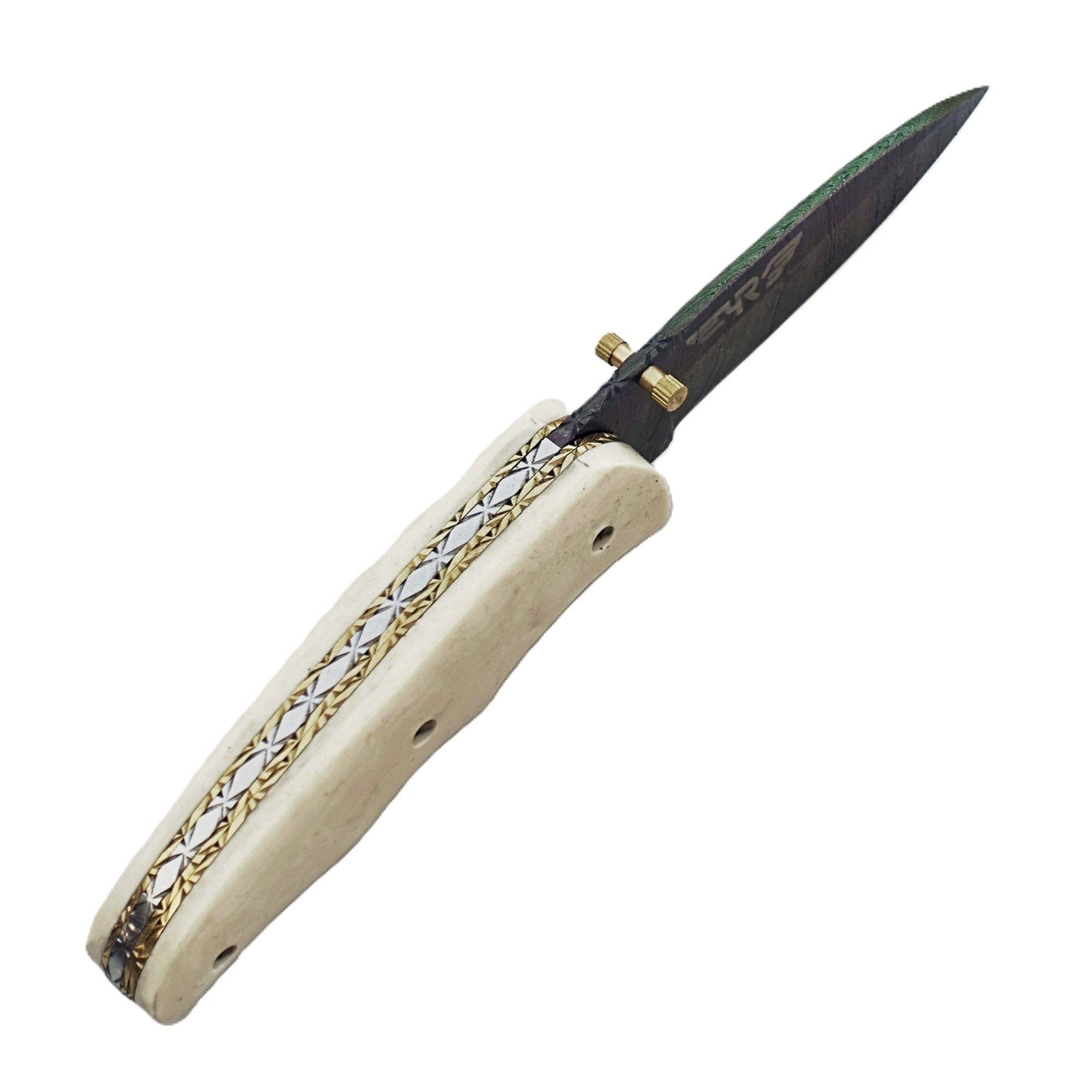 Ruddock Bros. LLC - Vente Couteau de poche/étui - Couteau Pliant Pino Grigio - Acier Damas4