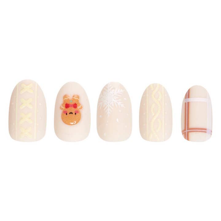 Glamnetic - Wholesale Press-On/Fake Nails - Gingerbread Knit Press-On Nails | Short Oval| Halloween Fall