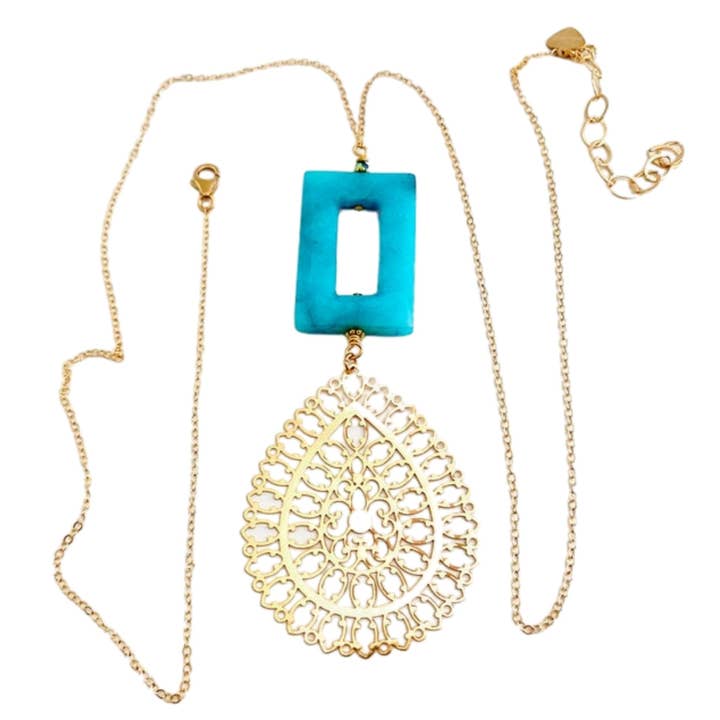 Pendentif gemme rectangulaire avec grand pendentif en or pour la vente par Camba Jewelry