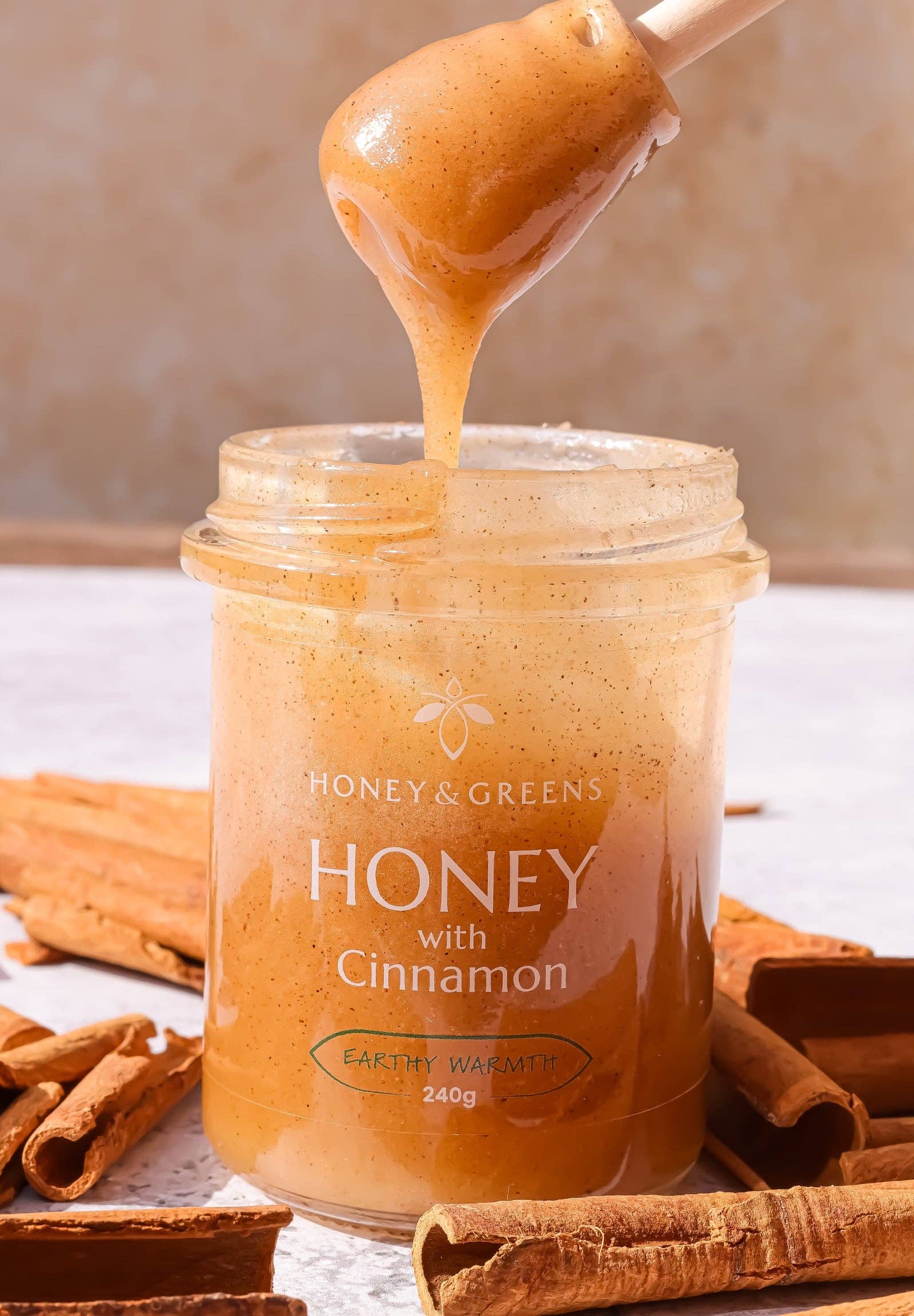 Honey & Greens – wholesale Honey – British Honey with Cinnamon 240g1