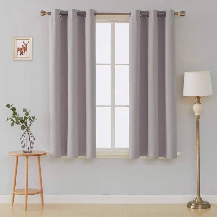 Silver Black Blackout Thermal Curtains – Eyelet Top,2 Panel for wholesale by The Fitted Sheets