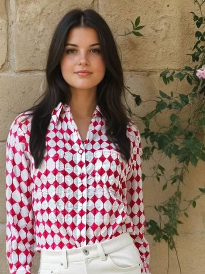 Goede Vriendjesoverhemd - Shibori Diamanten Roze voor wholesale door and for Good