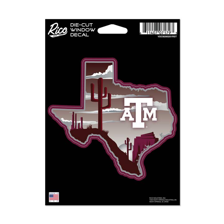 Rico Industries - Wholesale Car Decorative Charm - Unisex - NCAA Texas A&M Aggies Resort Medium Die Cut Decal0