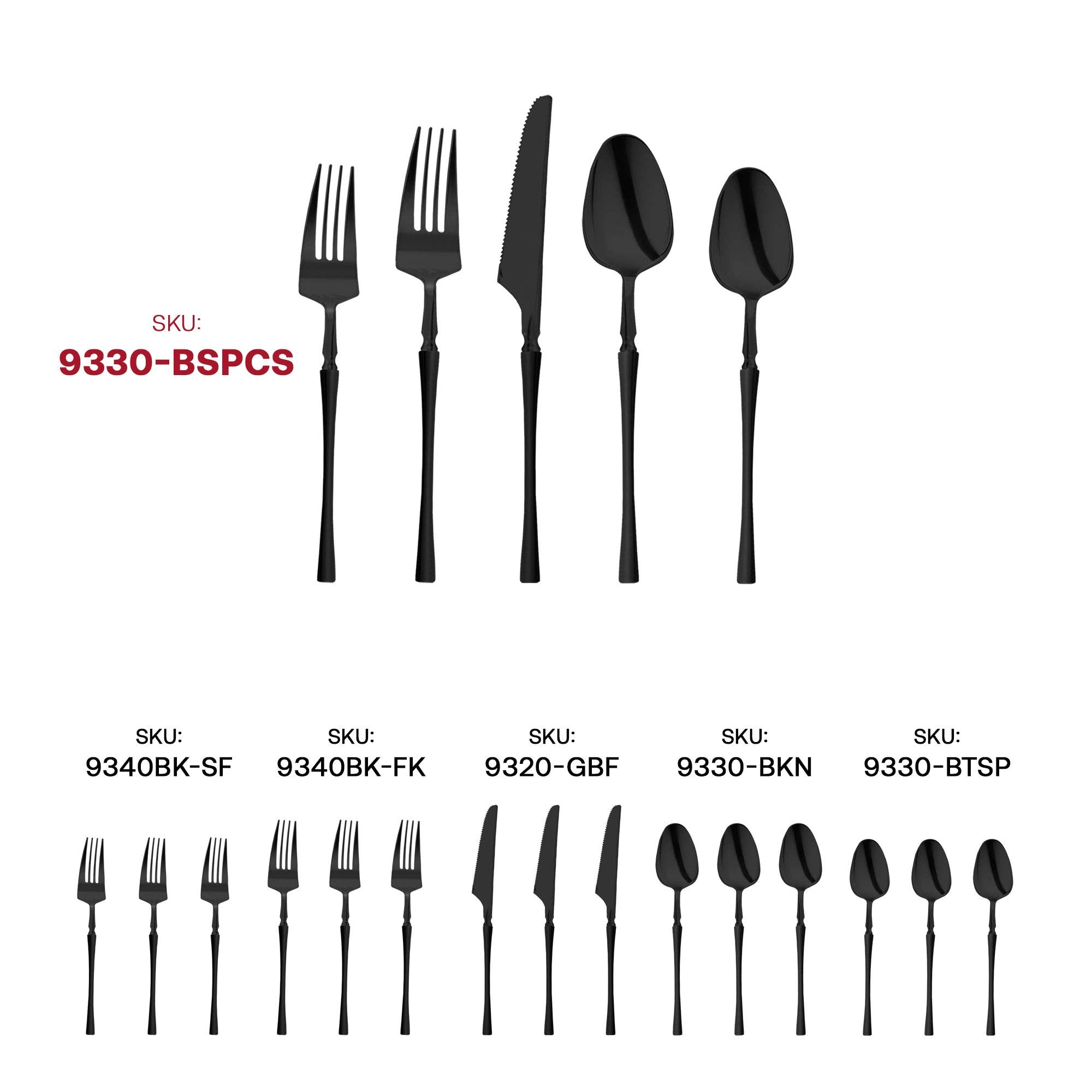Smarty had a Party - Wholesale Assorted Cutlery Set - Black Moderno Plastic Cutlery Set - 20 Guests4