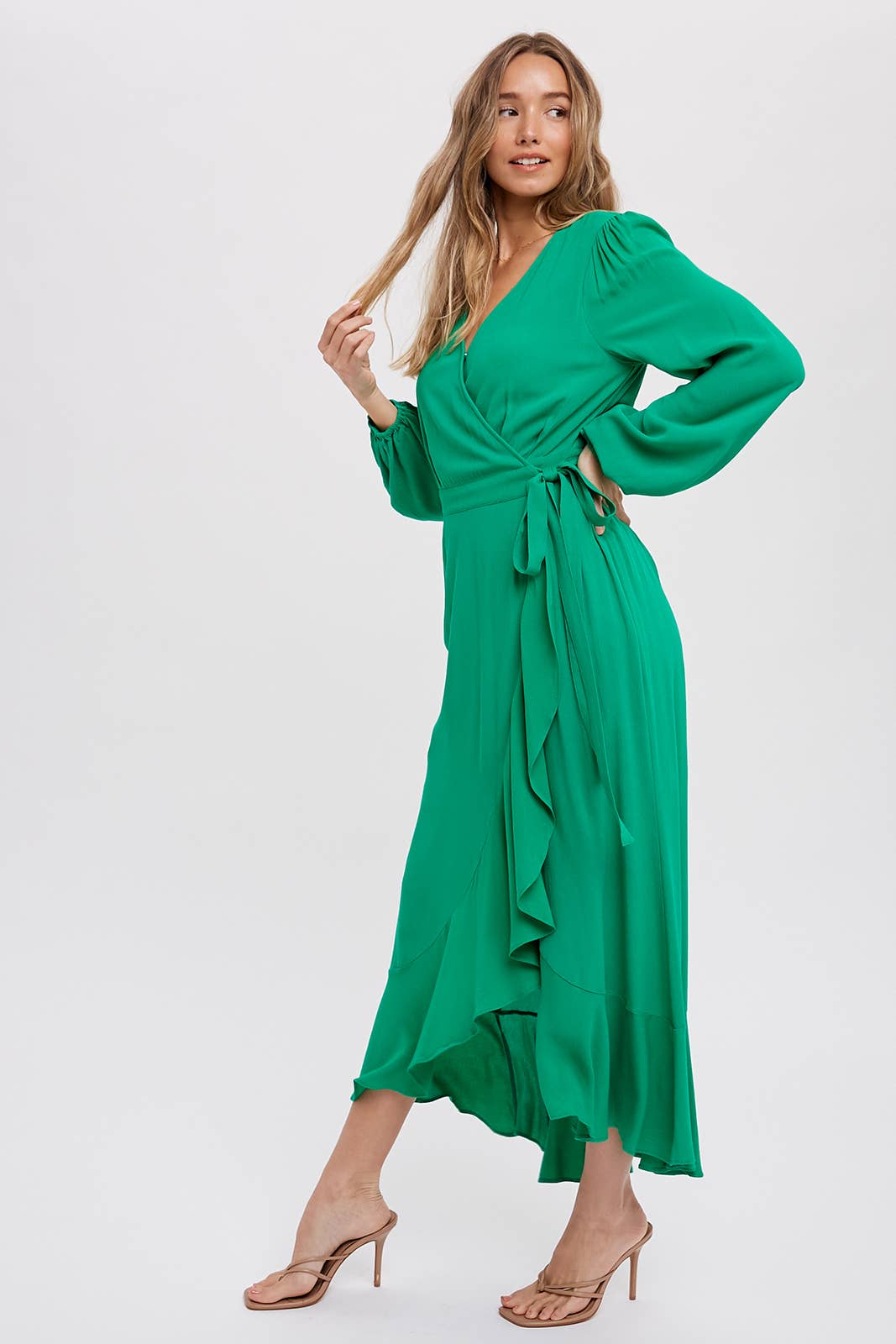 Bluivy – wholesale Dress – Women's – RUFFLE HEM MAXI WRAP DRESS14