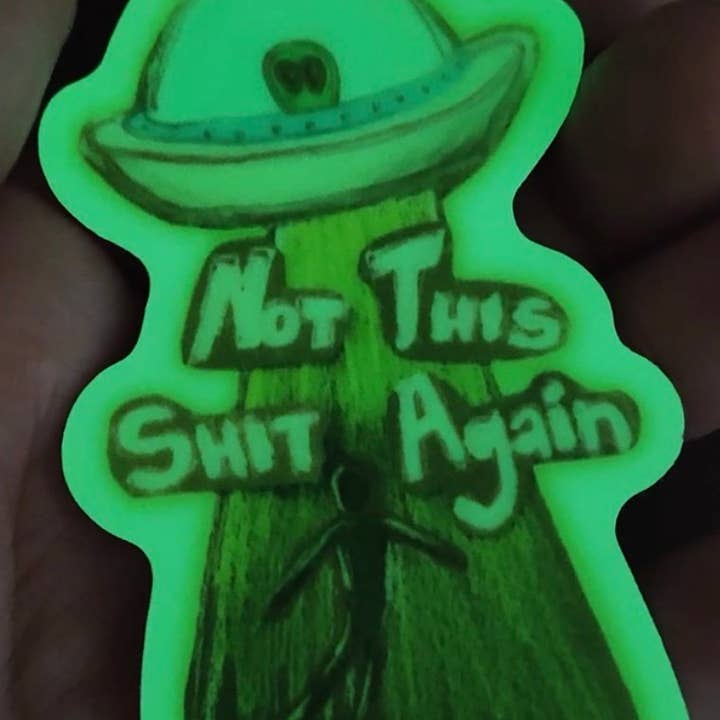 UFO Not This Shit Again Alien Abduction Funny Sticker for wholesale by SquigglyDoo Arts