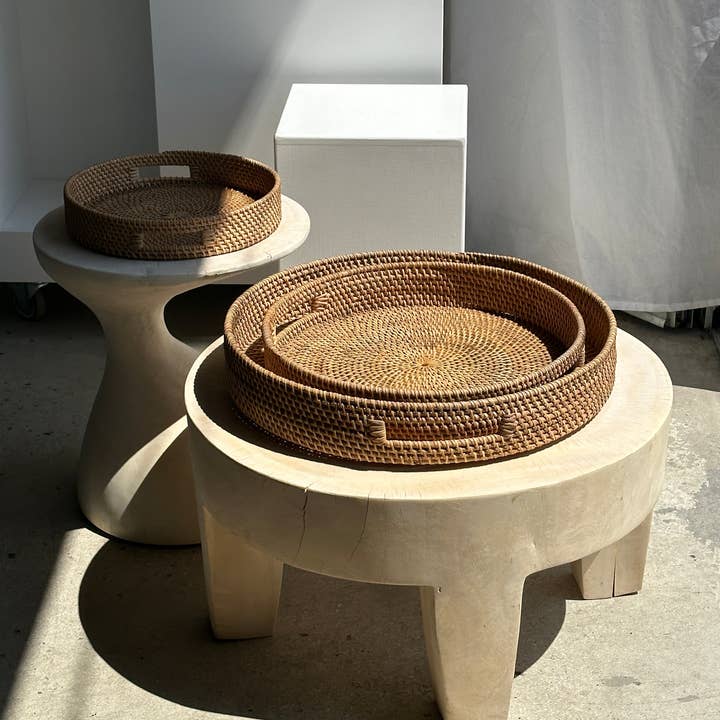 Office Objets - Wholesale Basket - Set of three handcrafted Indonesian wicker baskets in natural rattan (caramel)33