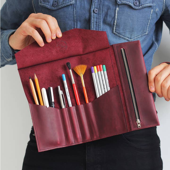Pol Leather Studio - Wholesale Pencil Case/Pouch - Pencil Roll, Leather Pencil Case, Leather Roll Case2