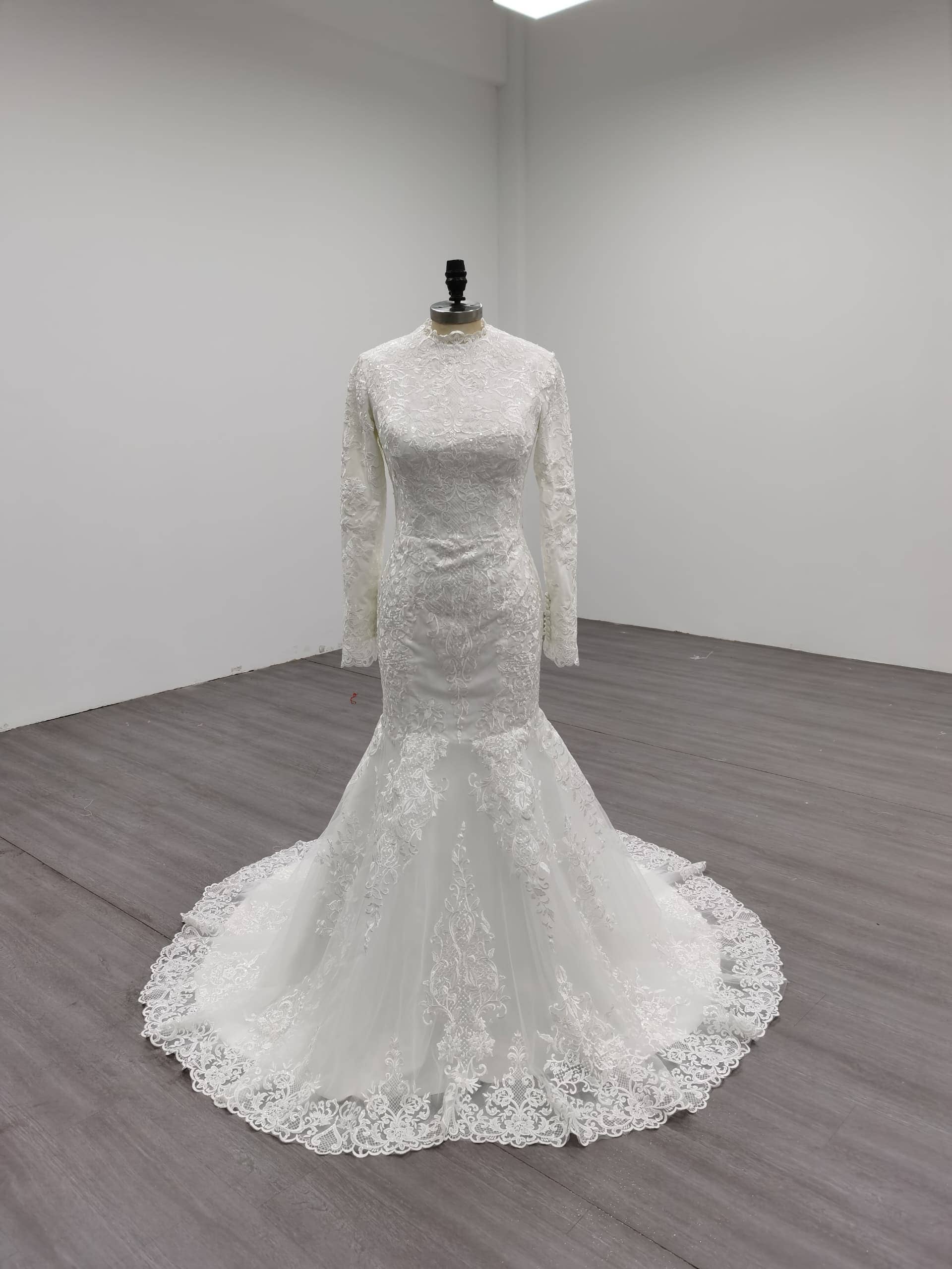 Unique Modest Bridal - Wholesale Gown - Women's - Ariel - Long Sleeve Elegant Mermaid Modest Wedding Dress6