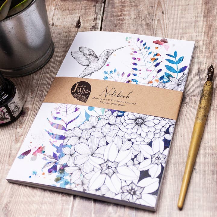 Jessica Wilde - Wholesale Notebook - Hummingbird Blossom Floral A5 Recycled Notebook1