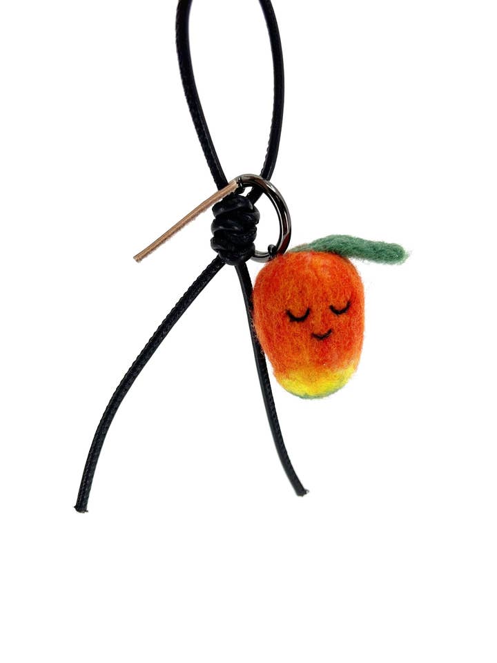 Momo the Mango | Needle-Felted Wool Bag & Keychain Charm for wholesale by Woobbi