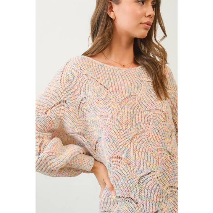 HYFVE - Wholesale Knit Sweater - Women's - HF25A287-Pointelle Chunky Knit Sweater