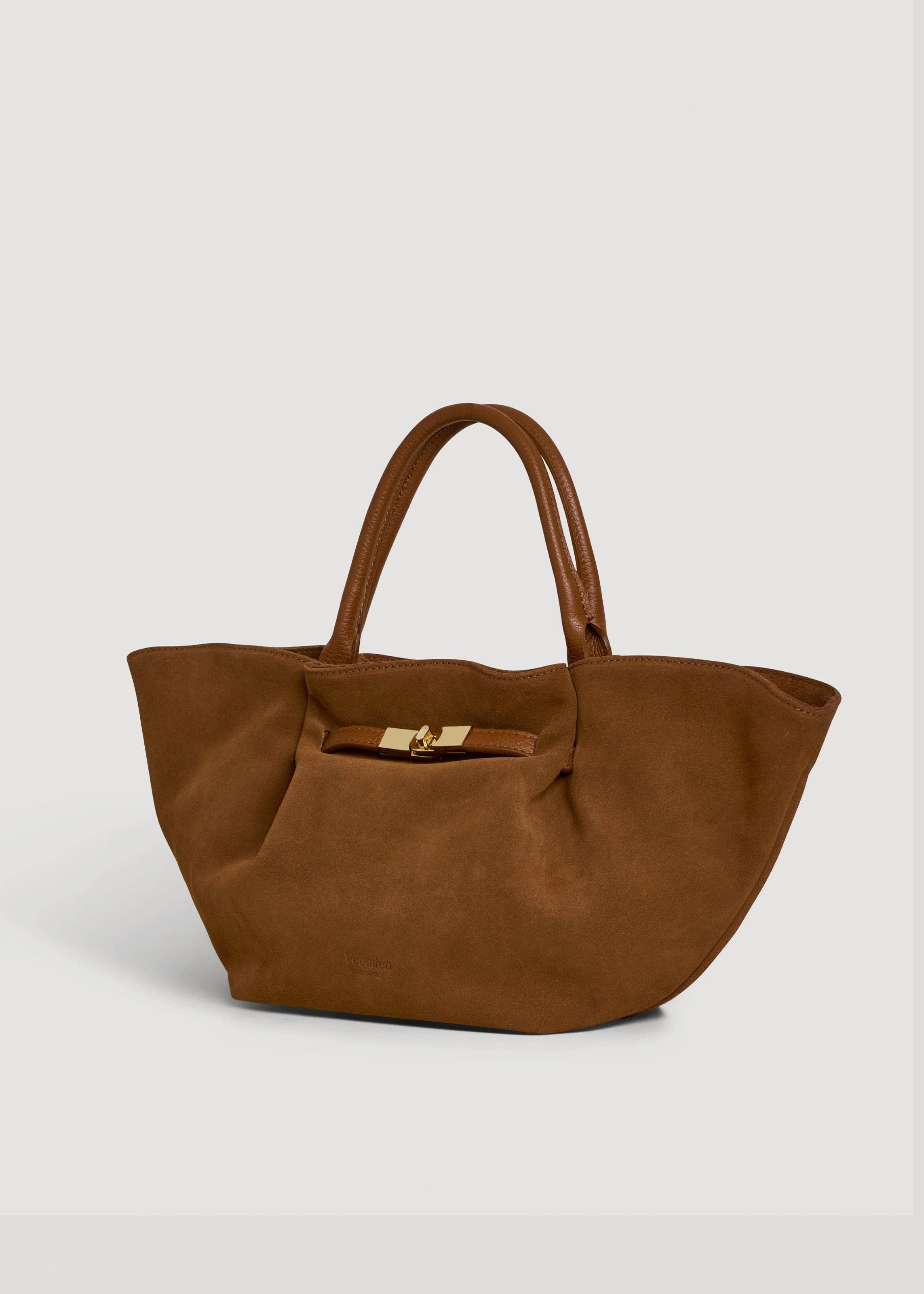 Prestige Milano – wholesale Bärkasse - Dam – Charlène-väska i brun mocka och Togo-läder1