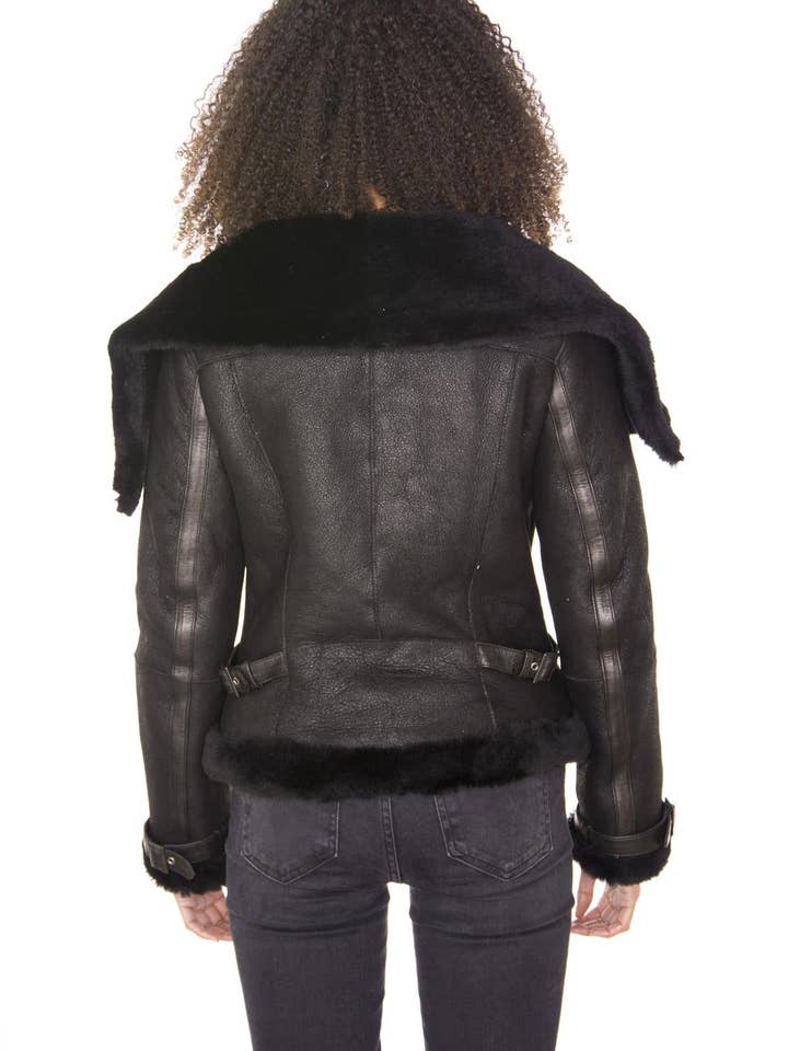 Infinity Leather (Upperclass Fashions Ltd) - Wholesale Leather Jacket - Women's - Womens Merino Sheepskin Aviator Leather Jacket-Petworth