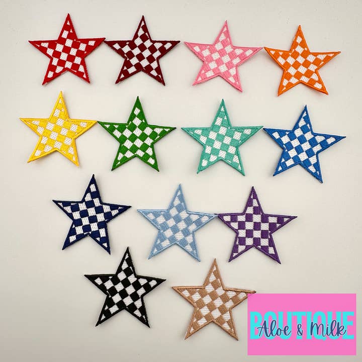 Aloe and Milk Boutique - Wholesale Patch - Checkered Star patch, game day patch, dance, cheer patch2