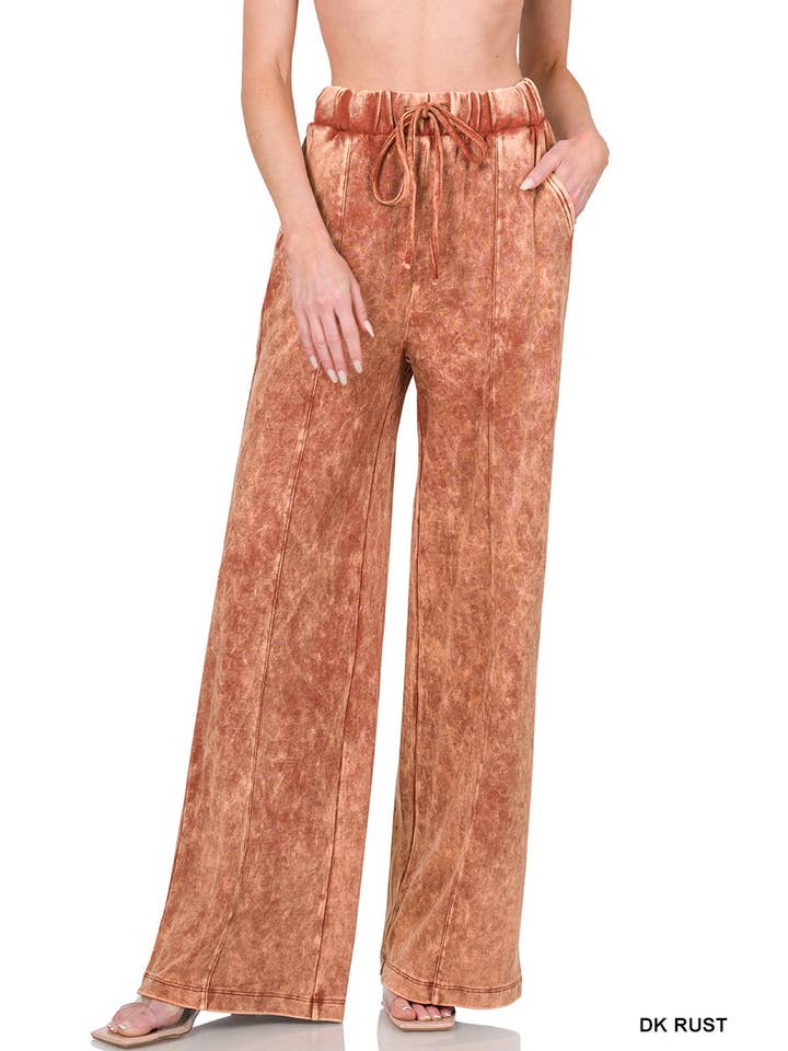 Baie Bleue - Wholesale Pants - Women's - P1756ZN - COOL ACID WASH WIDE LEG PANTS13