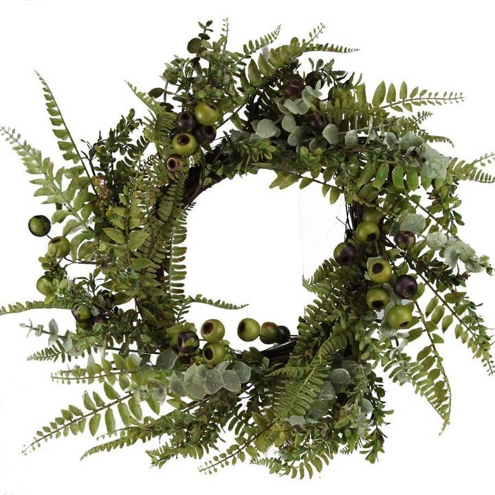 28"Dia Foliage/Rose Hip Wreath Multi Green/Brown FG5592 för wholesale av DecoExchange