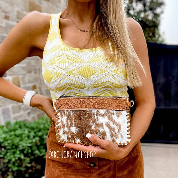 Boho Ranch Shop - Wholesale Crossbody Bag - Women's - Western Mini Mobile Cowhide Tooled Leather Crossbody2