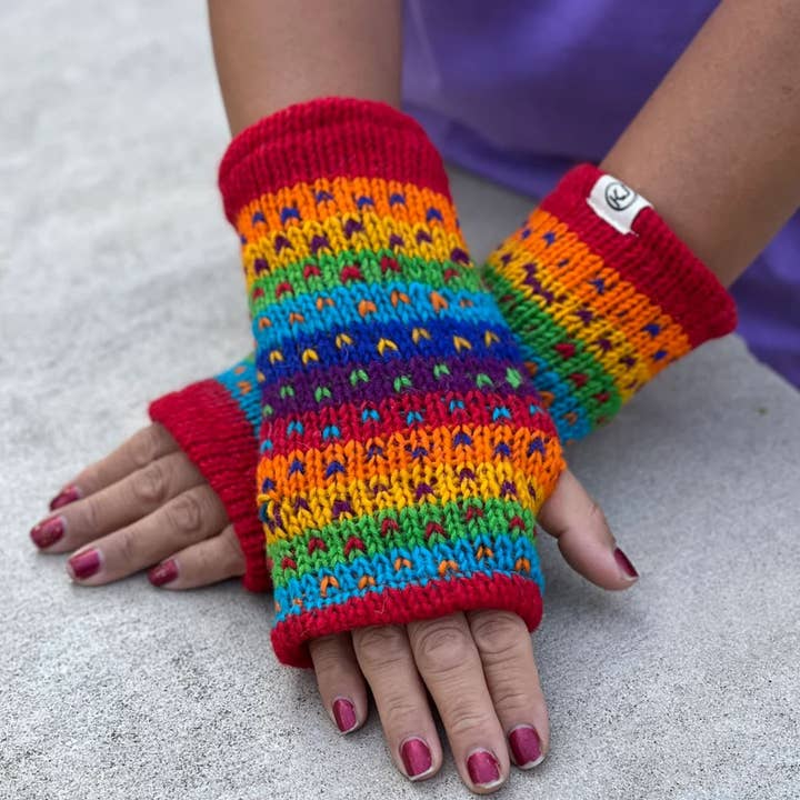 Lungta Imports - Wholesale Gloves - Women's - Woolen Hand Knit Fingerless Fleece Lined Gloves, Hand Warmer50