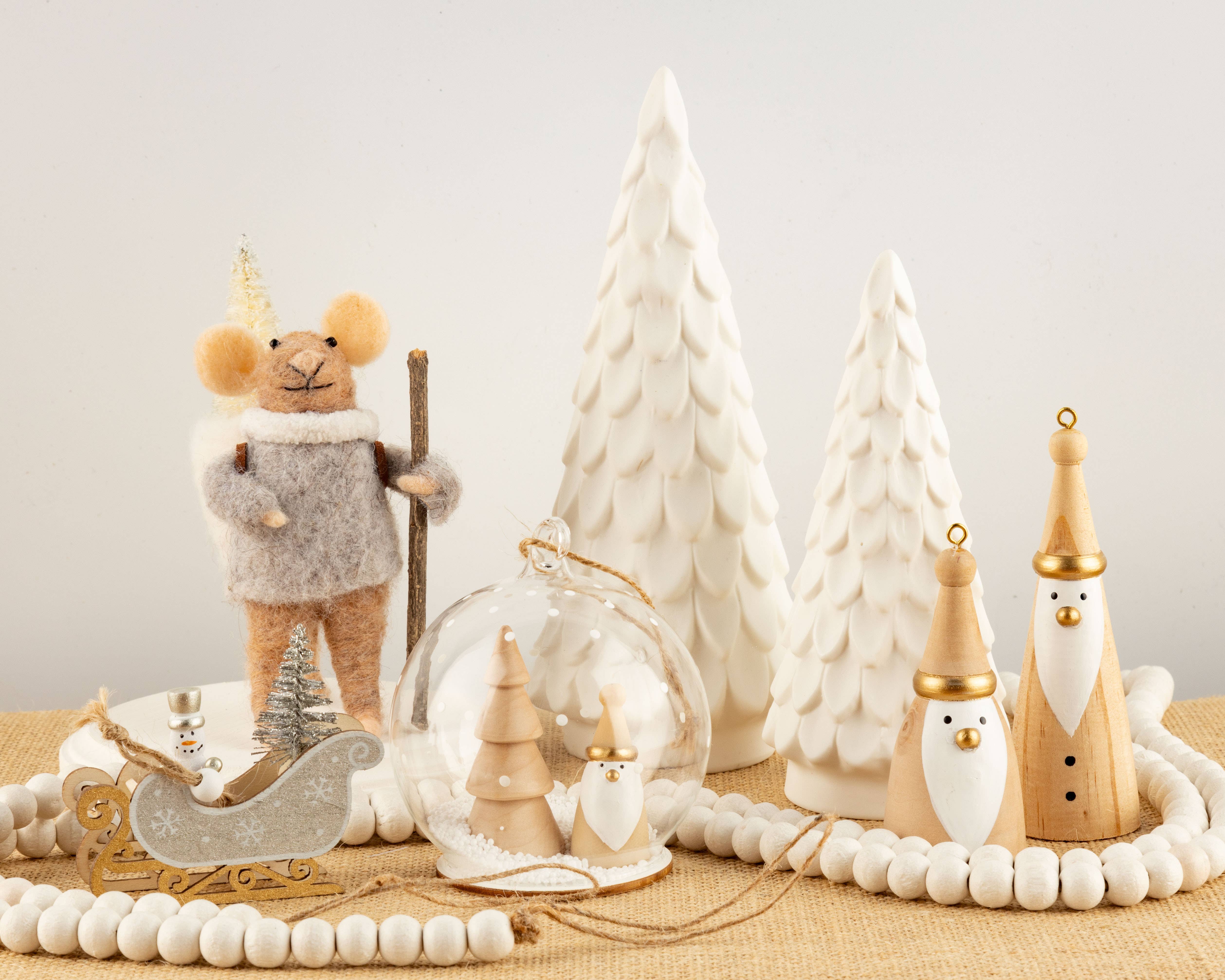 Silver Tree Home & Holiday - Vente Décoration de Noël - A49233 : Arbre de table en céramique bisque, design en cône, LED 15 cm1