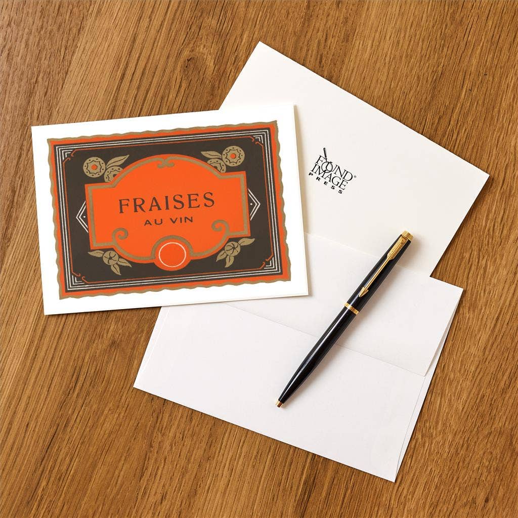 Found Image Press - Wholesale Stationery/Notecard Set - Greeting Card BV-70 Fraises Au Vin Label1