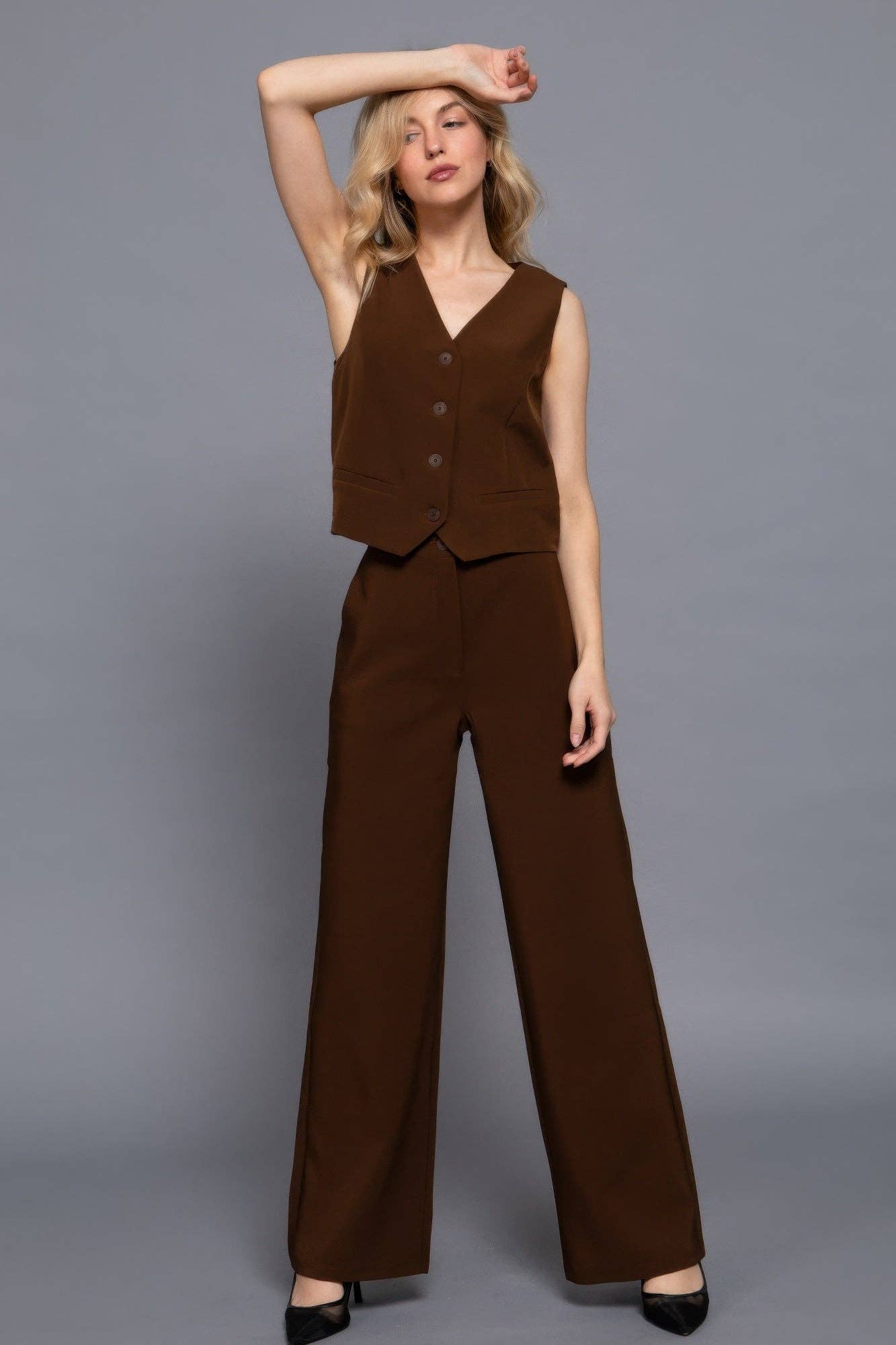 CC Wholesale Clothing - Wholesale Suit Vest - Women's - V-neckline W/front Button Closure Vest5