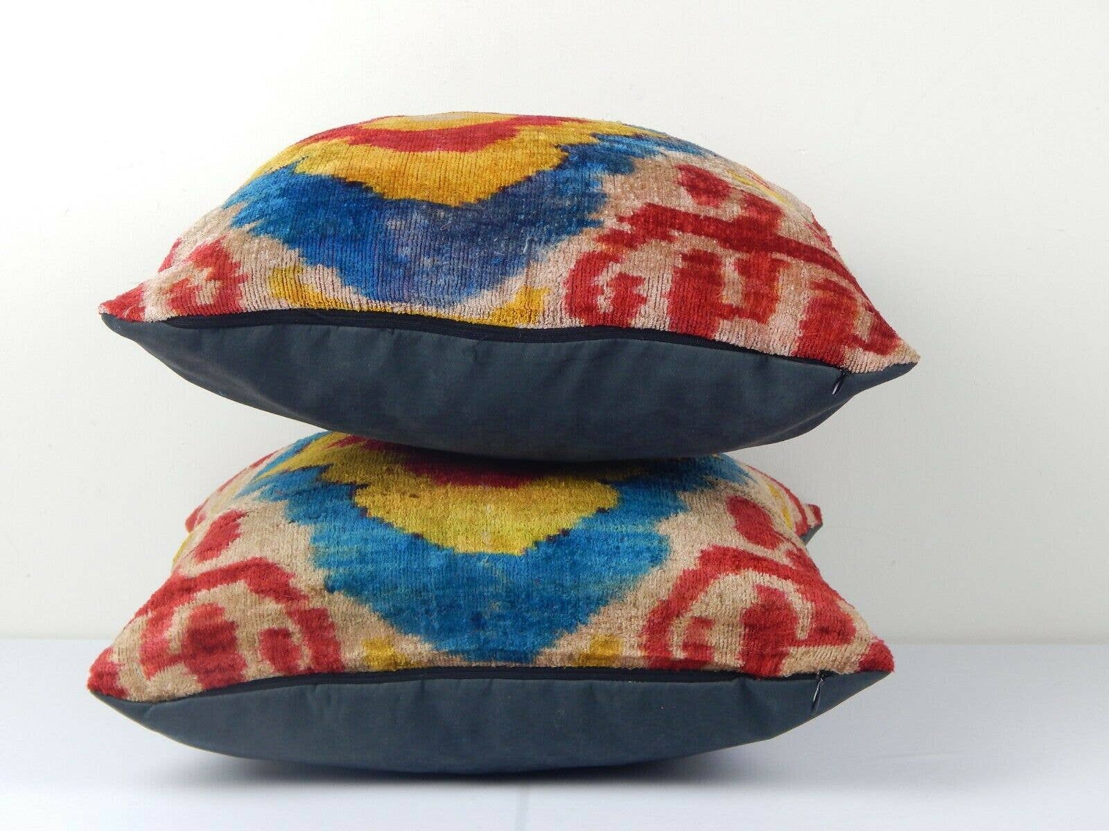 Vintage Pillows Store - Vendita all'ingrosso Fodera cuscino decorativo - Cuscino Ikat - Fodera per cuscino in velluto di seta - Set etnico3