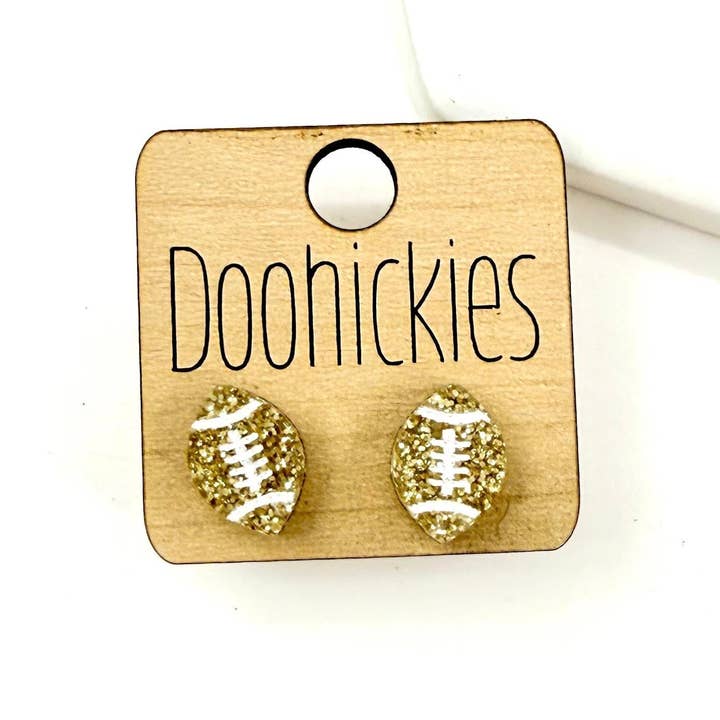 Doohickies - Wholesale Stud/Post Earrings - School Spirit Glitter Football Studs - Custom Spirit Earrings - 9 Color Options7