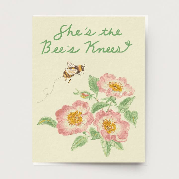 Bee's Knees Rose Card L-118 for wholesale by Ingrid Press