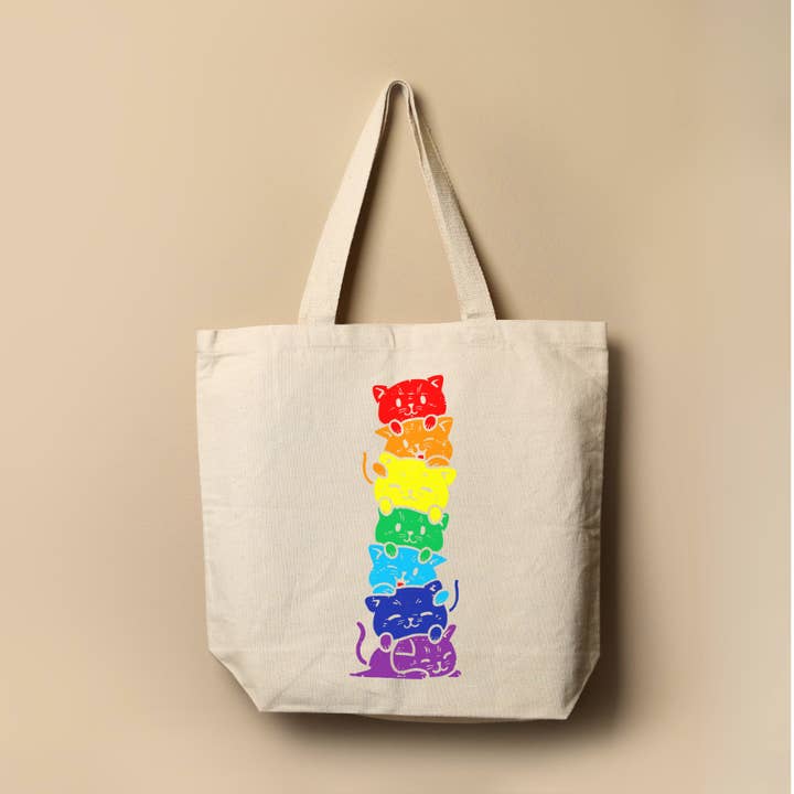 Indigo Maiden - Wholesale Tote Bag - Unisex - Rainbow Cats LGBTQ+ Pride Tote Bag0