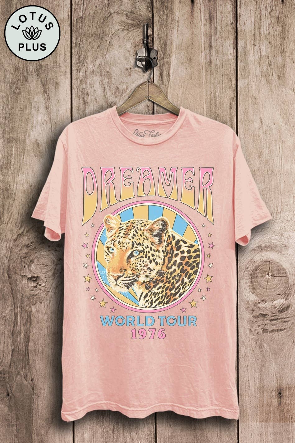 Lotus Fashion Collection - Venta al por mayor Camiseta serigrafiada - Mujer - Camiseta estampada Dreamer Leopard World Tour0