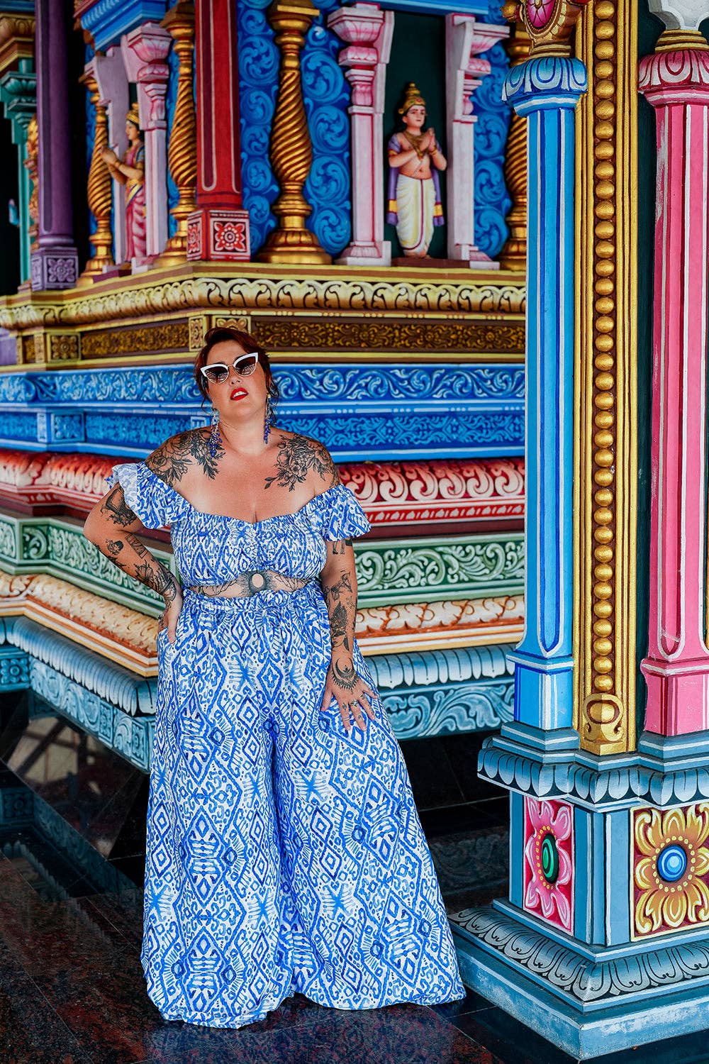 Jinx the label - Wholesale Pants - Women's - Chantelle Palazzo Pants - Abstract Blue5