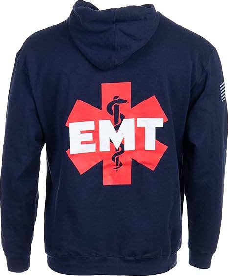 Navy EMT | First Responder Long Sleeve Fleece Hoodie Sweatshirt for wholesale on Faire5