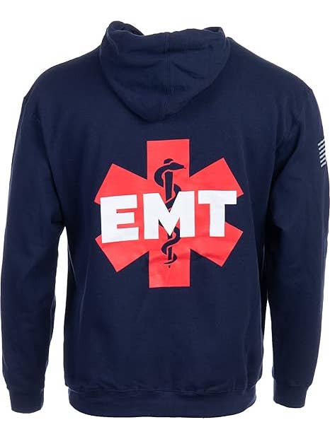 Navy EMT | First Responder Long Sleeve Fleece Hoodie Sweatshirt for wholesale on Faire5