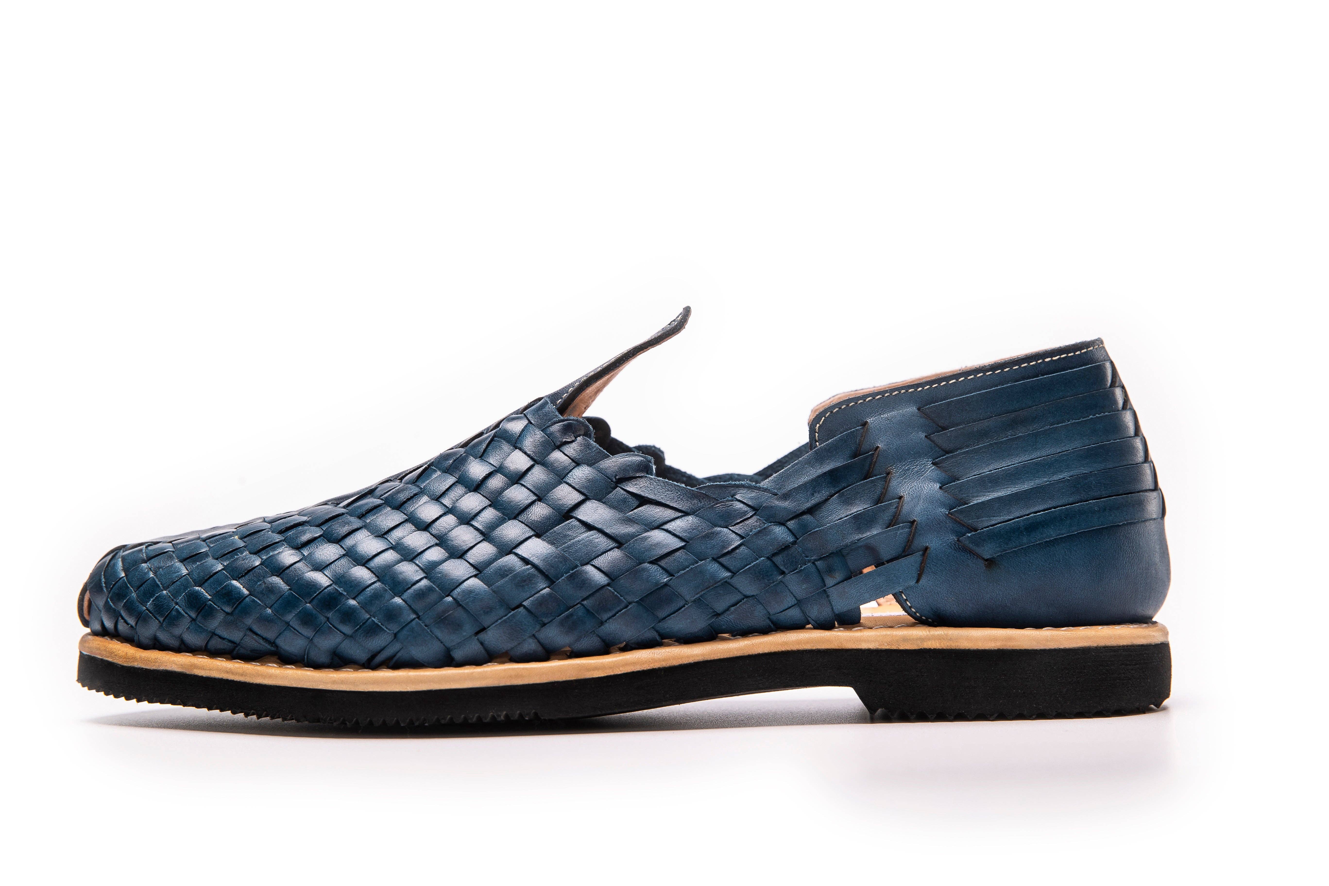 Azul Sapato Mocassim Huarache de Couro Artesanal para Homens e Mulheres para venda a revendedores na Faire2