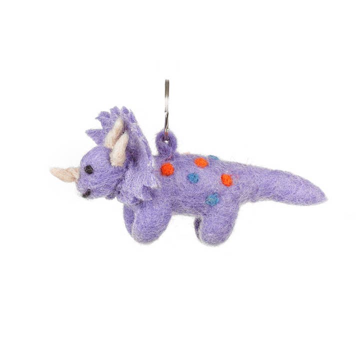 Felt So Good - Wholesale Keychain - Unisex - Handmade Felt Triceratops Keyring3