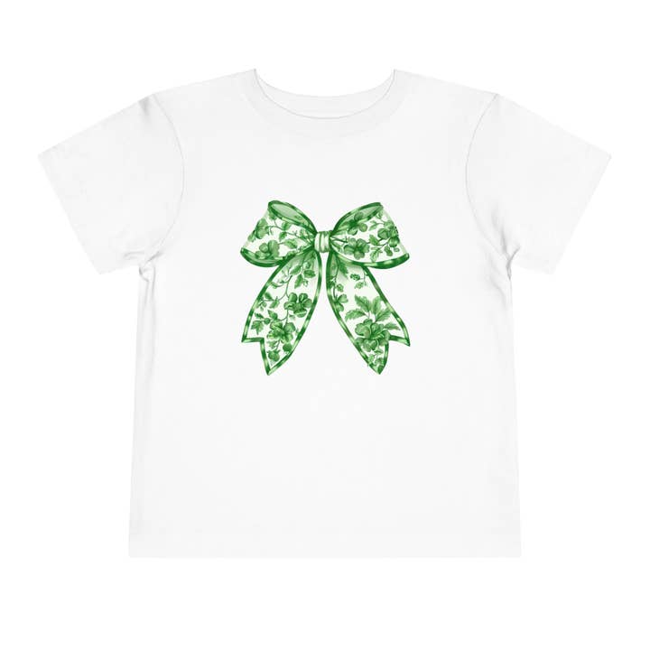 Green Chinoiserie Bow Toddler Tee for wholesale by M2B Designs