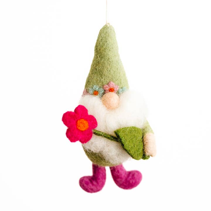 Nivas - Wholesale Ornament - Easter Gnome Felt Ornament - Flower - Holiday Decor1