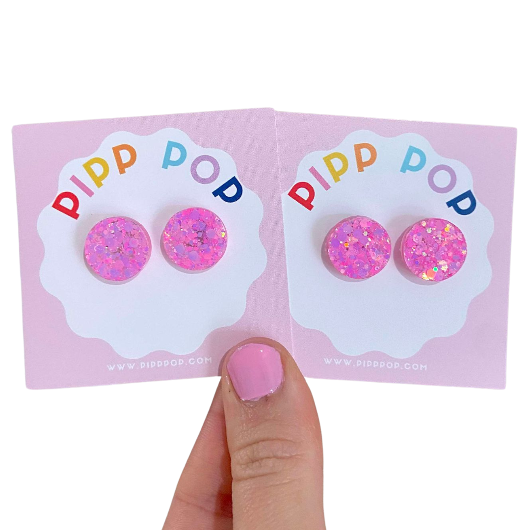 Pipp Pop - Wholesale Stud/Post Earrings - Glitter Resin Studs - 34 Colours Available13