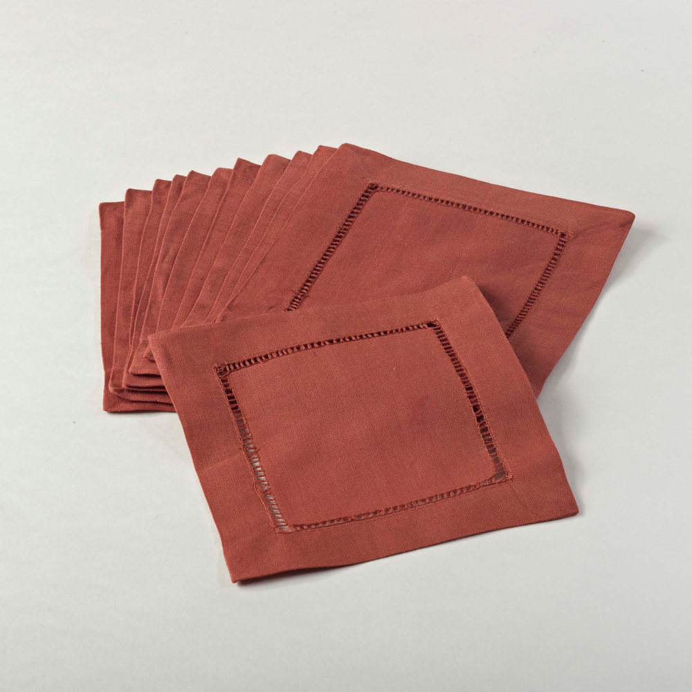 Fennco Styles - Vente Serviettes de table en tissu - Serviette carrée classique en lin et coton avec ourlet à jour20