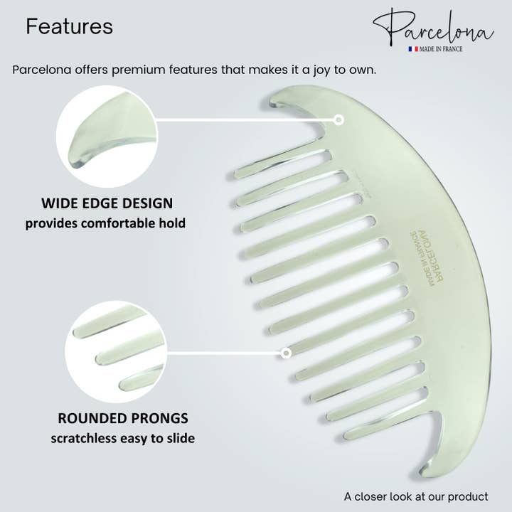Parcelona - Wholesale Hair Brush/Comb - Parcelona French Alice Large Celluloid 12 Teeth Side Hair Combs for Women 2 Pcs11