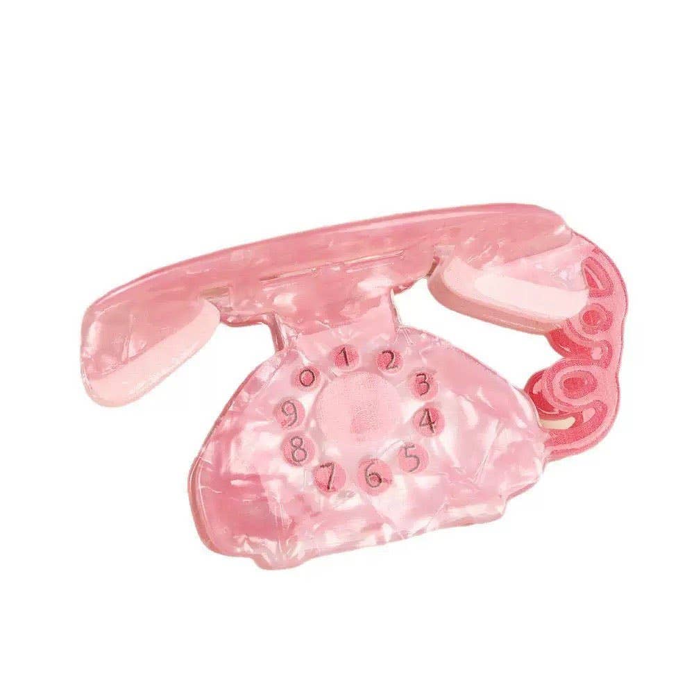 Pink Telephone Acrylic Hair Clip L5014 for wholesale on Faire1