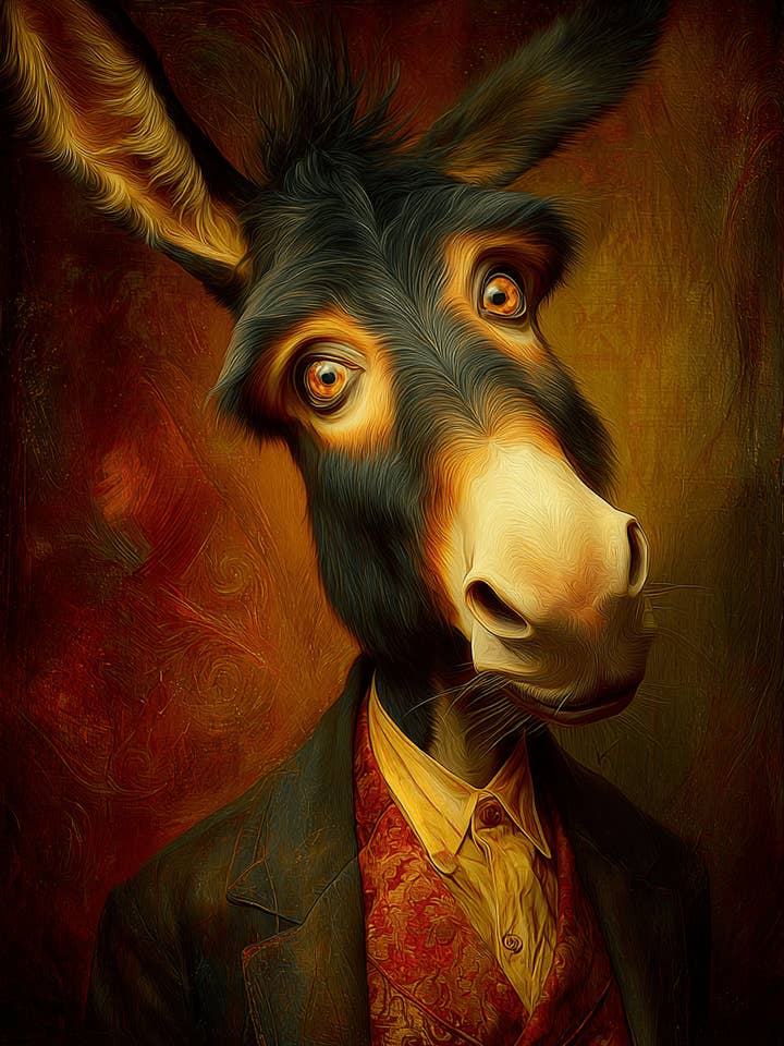 Monsieur Âne - Œuvre d'art 8"x10" pour cadre 11"x14" pour la vente par Mowbi