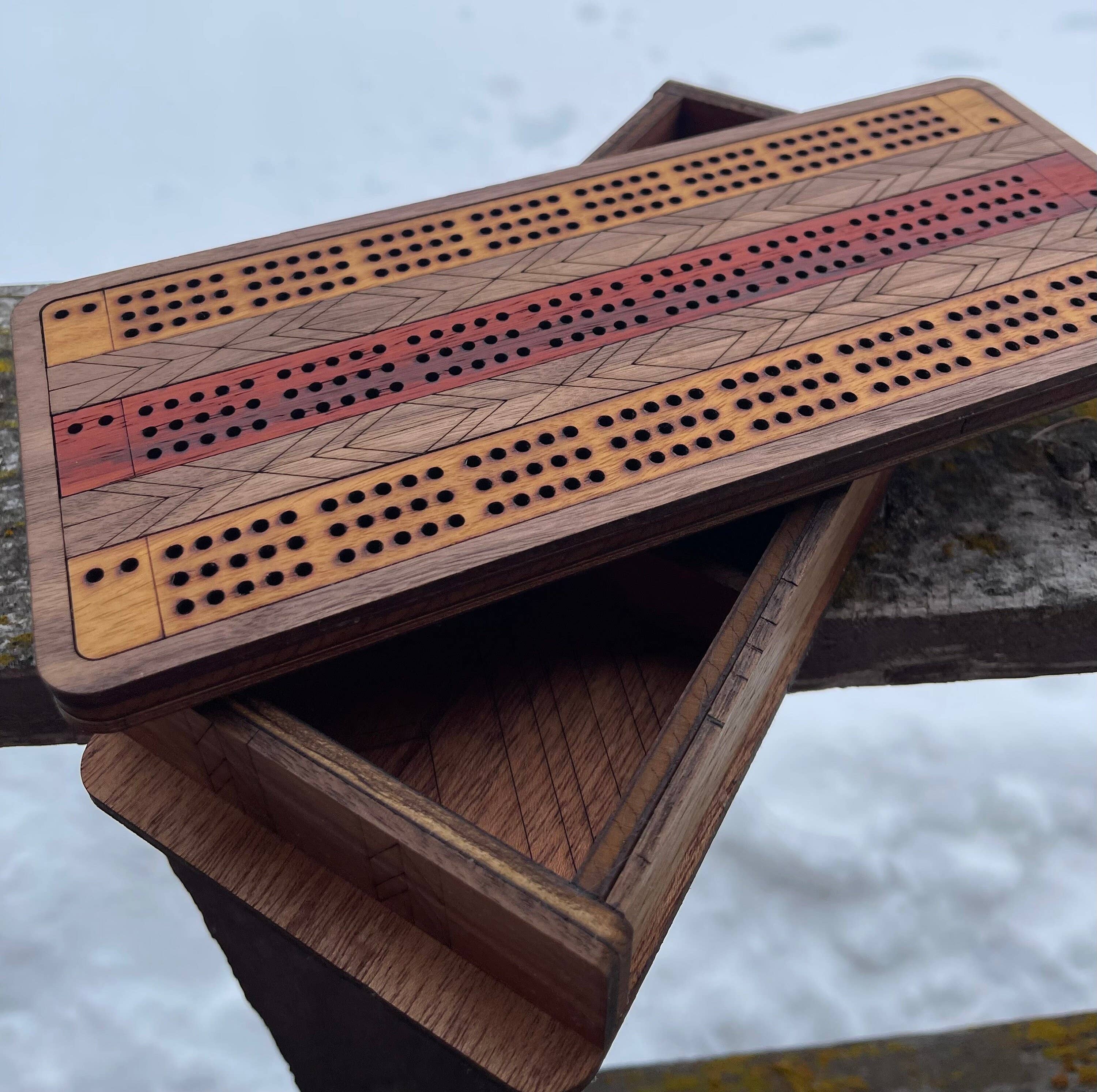 Through The Fire Design - Wholesale Board Game - Wooden Cribbage Board Game, Exotic Hardwood Inlay , Father’s8