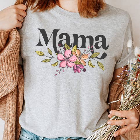 T-shirt con grafica floreale Mama per la vendita all'ingrosso da parte di Select Apparel
